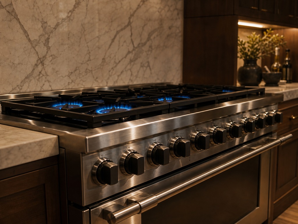 Viking professional range with sealed burners and double ovens in an Atherton estate kitchen